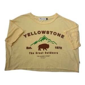 The Laundry Room Yellowstone Oversized Crop Tee Women’s Medium Yellow Graphic